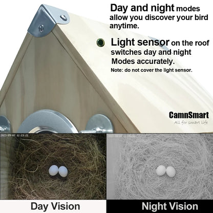 4MP Tuya Bird Cage equipped WFI Camera Natural Wooden Large House for Baby Parrot Nest view Breeding Rest Smart Pet Product