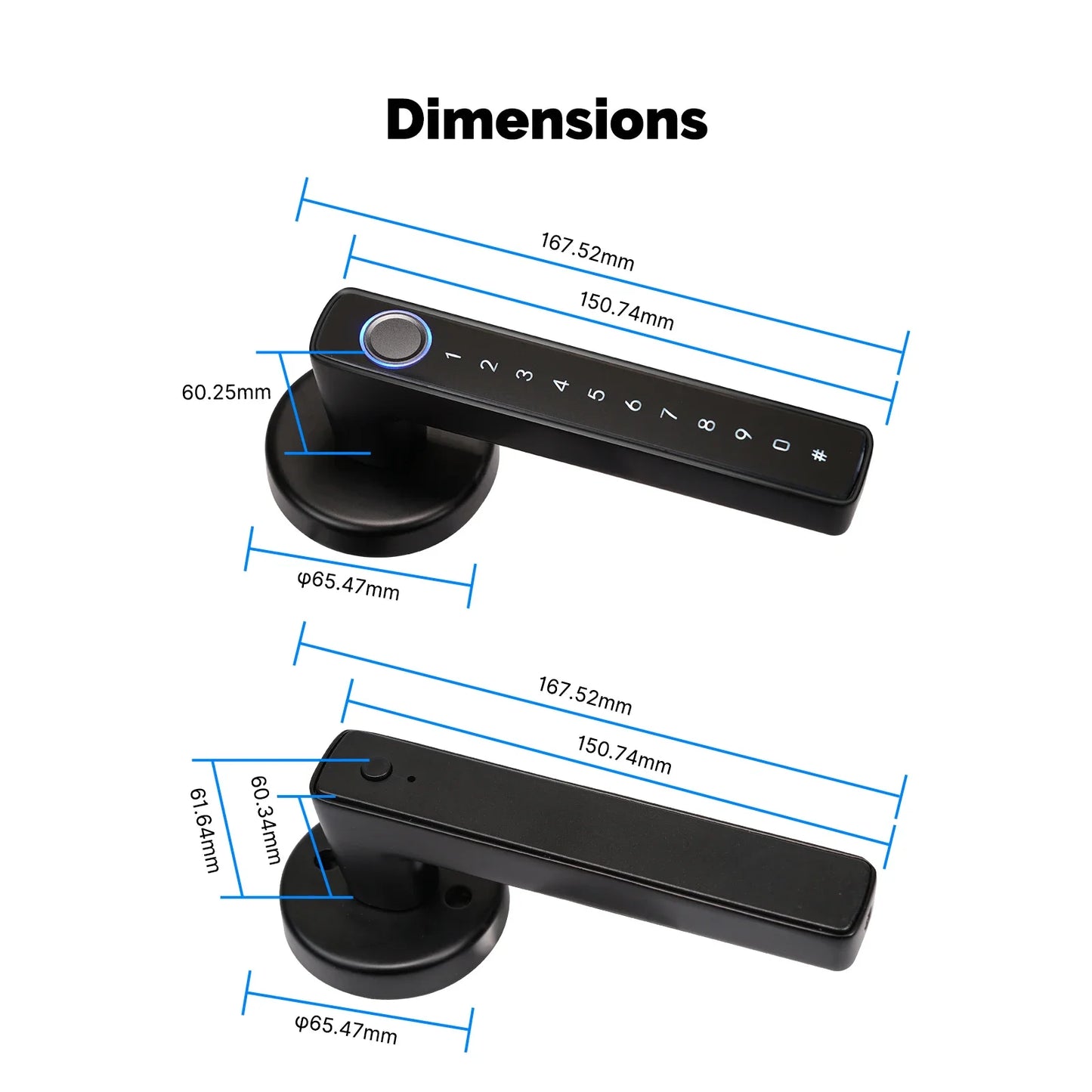 MOES Tuya Bluetooth Smart Fingerprint Door Handle Lock